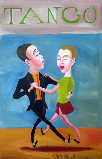 tango canyengue. Pintura de la Serie Tango del artista Diego Manuel