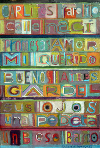 Palabras de Buenos Aires. Pintura de la Serie Tango del artista Diego Manuel