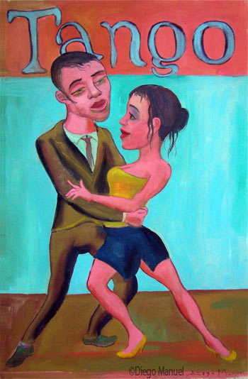 Tango milonguero 3. Pintura de la Serie Tango del artista Diego Manuel