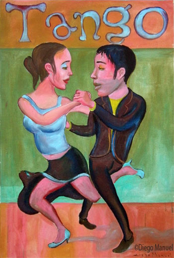 tango milonguero 4. Pintura de la Serie Tango del artista Diego Manuel