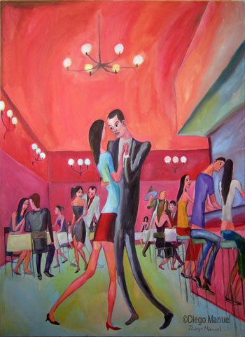 Tangueria 3. Pintura de la Serie Tango del artista Diego Manuel