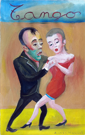Tangueros. Pintura de la Serie Tango del artista Diego Manuel