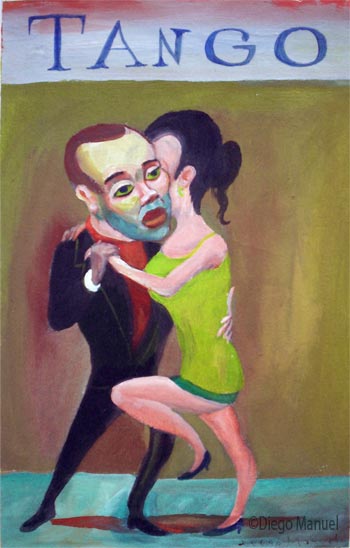 Tangueros 2. Pintura de la Serie Tango del artista Diego Manuel