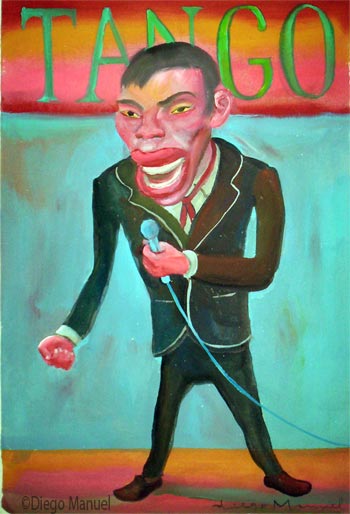  cantor de tango 2. Pintura de la Serie Tango del artista Diego Manuel