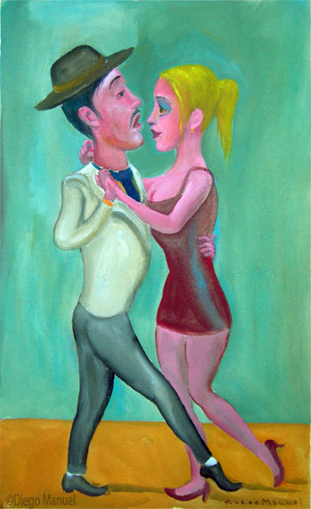 Milongueros 2. Pintura de la Serie Tango del artista Diego Manuel