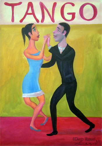 Sus ojos se cruzaron. Pintura de la Serie Tango del artista Diego Manuel