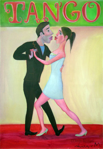 Tanguero de ley. Pintura de la Serie Tango del artista Diego Manuel