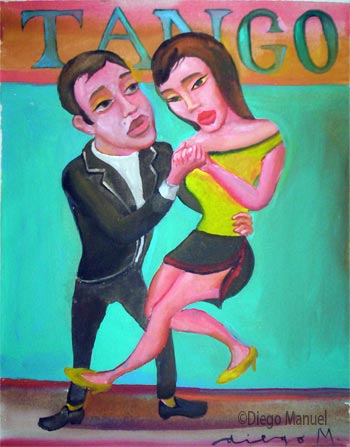Tango milonguero 3 . Pintura de la Serie Tango del artista Diego Manuel