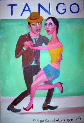 Tango milonguero 4. Pintura de la Serie Tango del artista Diego Manuel
