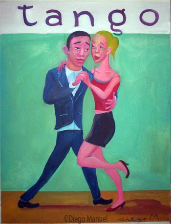 Tango milonguero 5. Pintura de la Serie Tango del artista Diego Manuel