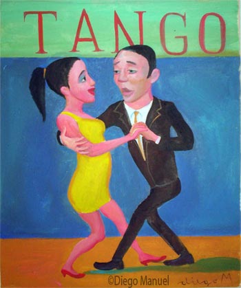 Tango milonguero 6. Pintura de la Serie Tango del artista Diego Manuel
