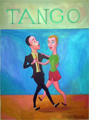 Tango Milonguero. Pintura de la Serie Tango del artista Diego Manuel